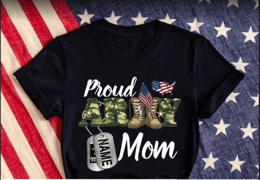 Proud Army Mom with Personalized Dog Tags