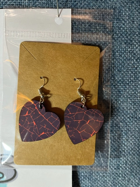 Crackled Paint Heart Earrings