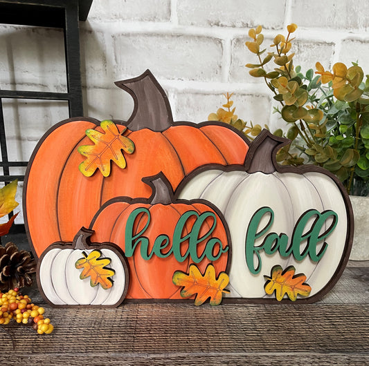 Hello Fall Pumpkin Shelf Sitters