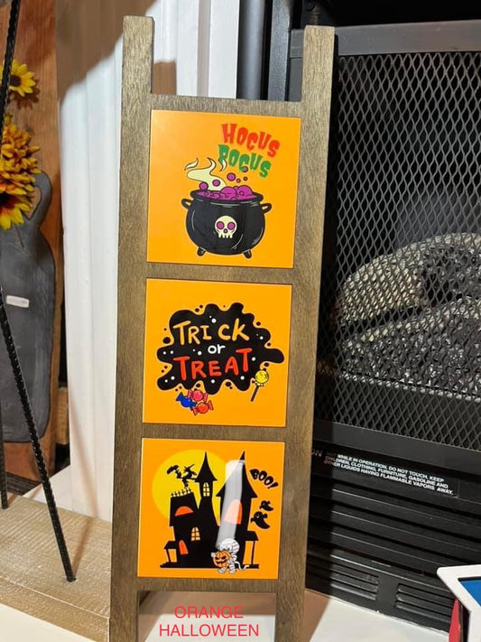 Orange Halloween Leaning Ladder