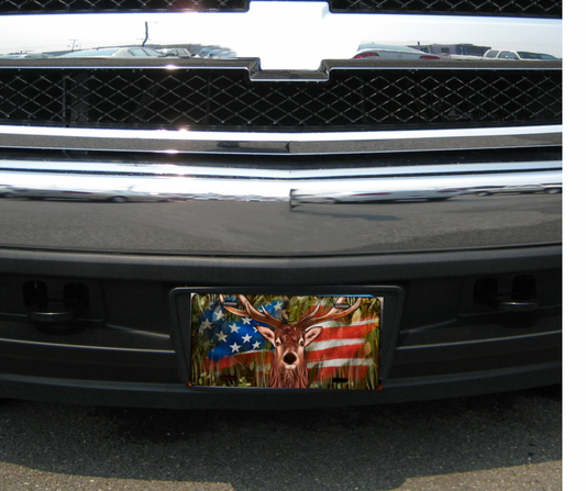 Buck & Flag License Plate